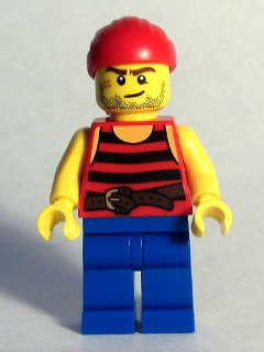 LEGO Minifigure-Pirate 3 - Black and Red Stripes, Blue Legs, Scar-Pirates / Pirates III-PI161-Creative Brick Builders